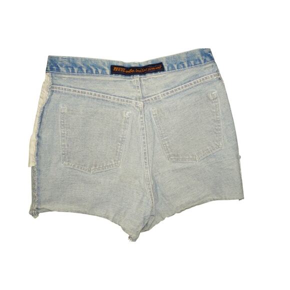 Vintage Revolt High-Waisted Embroidered Denim Shorts – Light Wash 90s Y2K - Picture 9 of 13